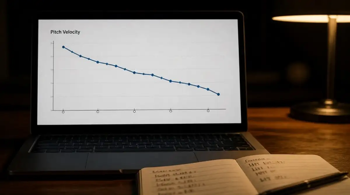 Statcast-Bildschirm mit Velocity-Trend eines Pitchers für die qualitative Formanalyse