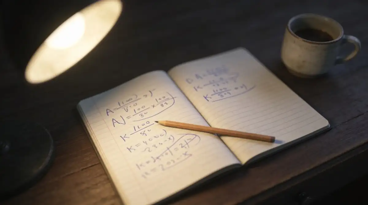 Handschriftliche Notizen zur Quotenschlüssel-Berechnung mit Beispielquoten auf Papier