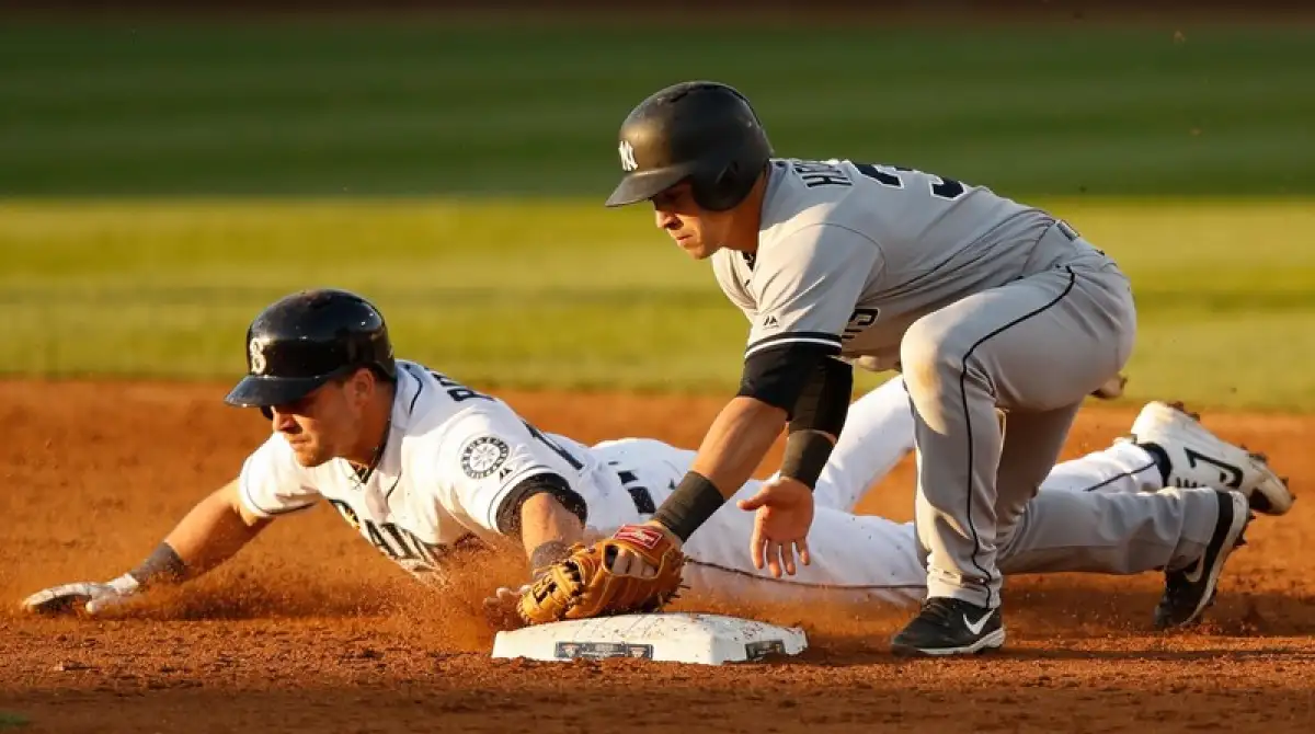 Baseball-Spielszene mit Läufer auf der Base als Bezug zum 1,5-Run-Line-Handicap